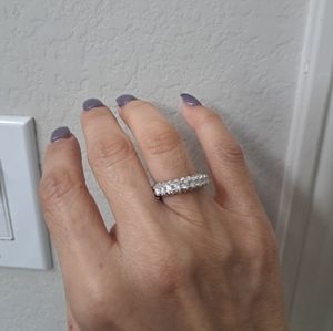 Woman's three row cubic zirconia ring